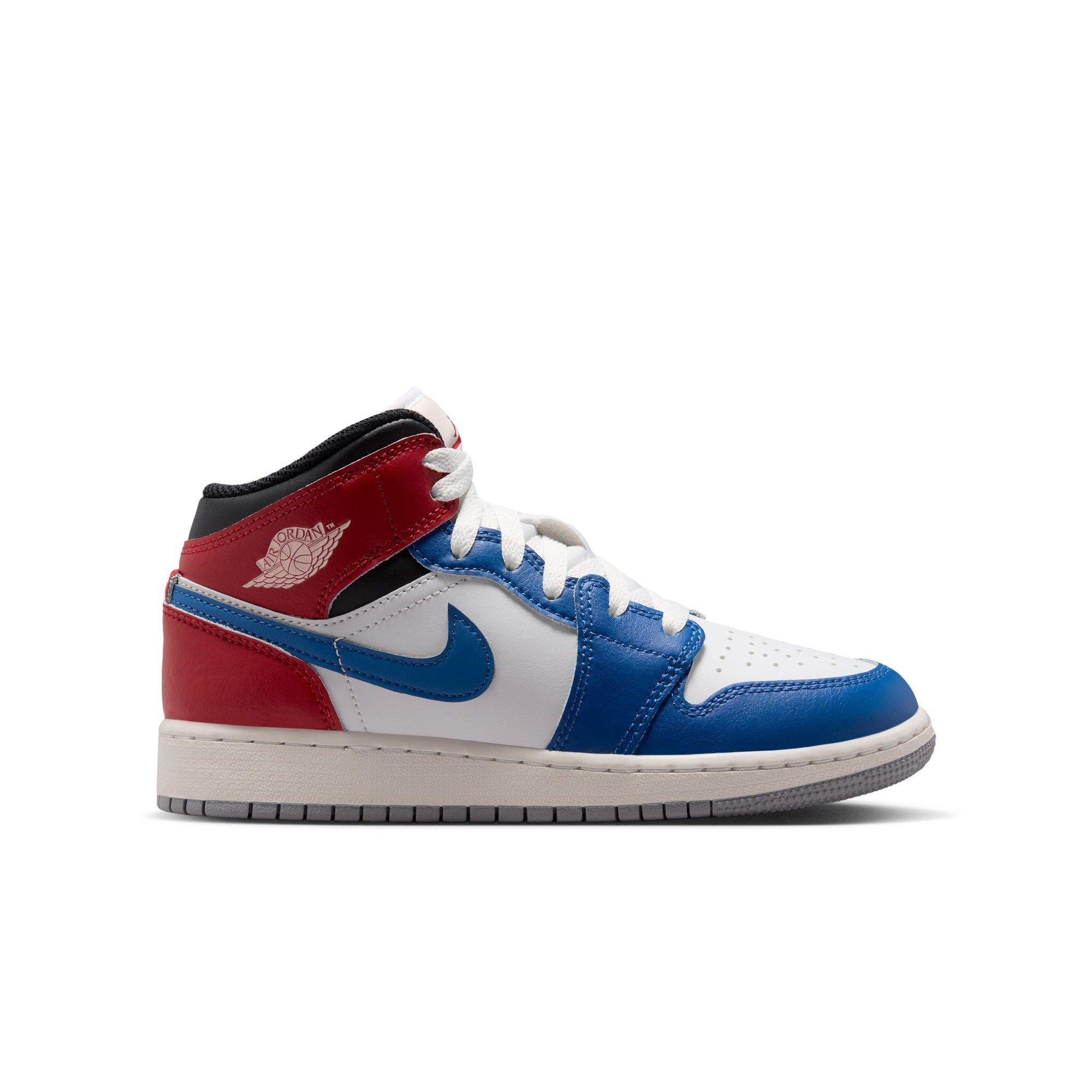 Jordan 1 Mid "True Blue/Summit White/Varsity Red/Black" Grade School Boys' Shoe - TRUE BLUE/SUMMIT WHITE/VARSITY RED/BLACK